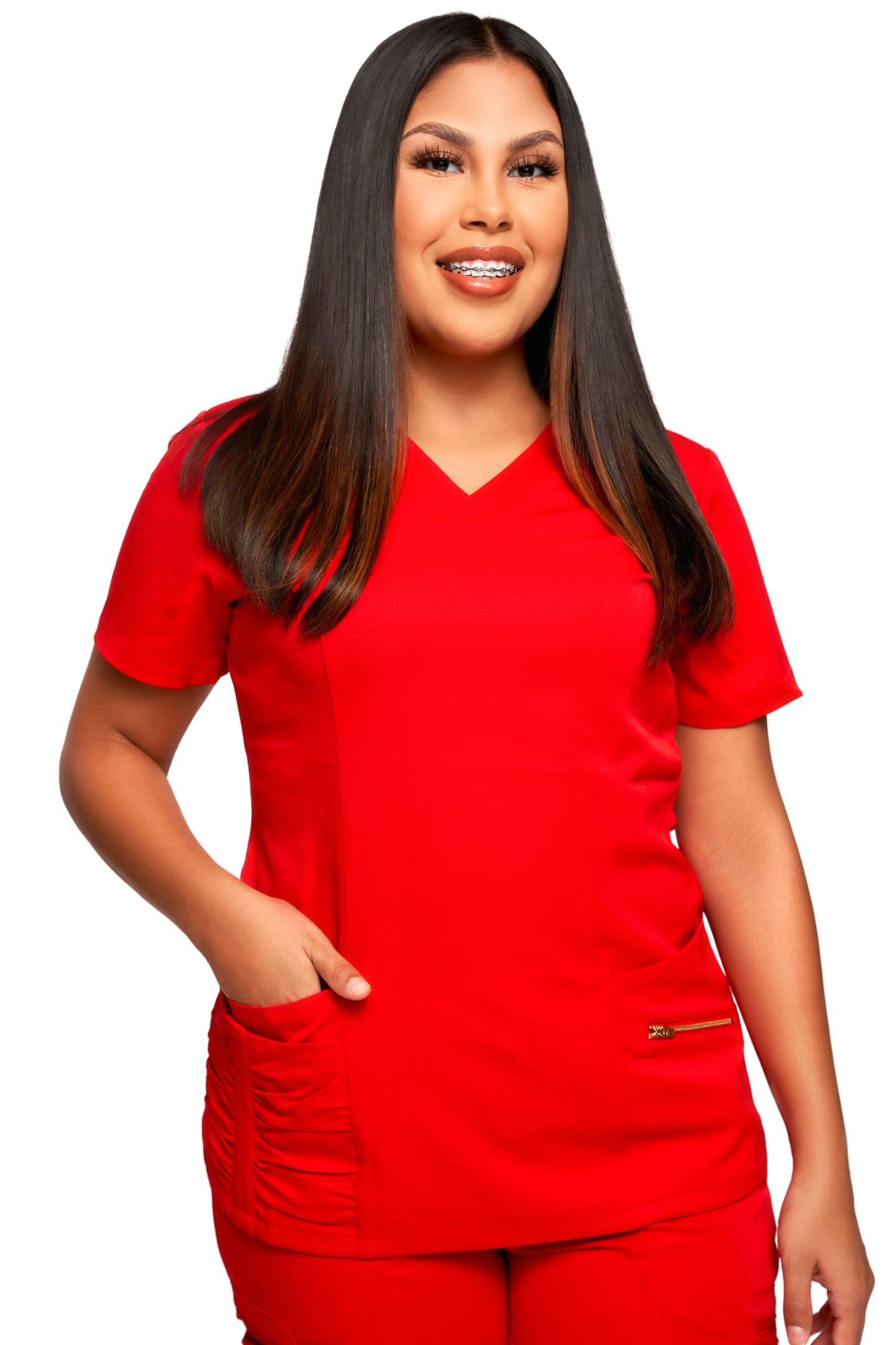 Apple Red Scrub Top