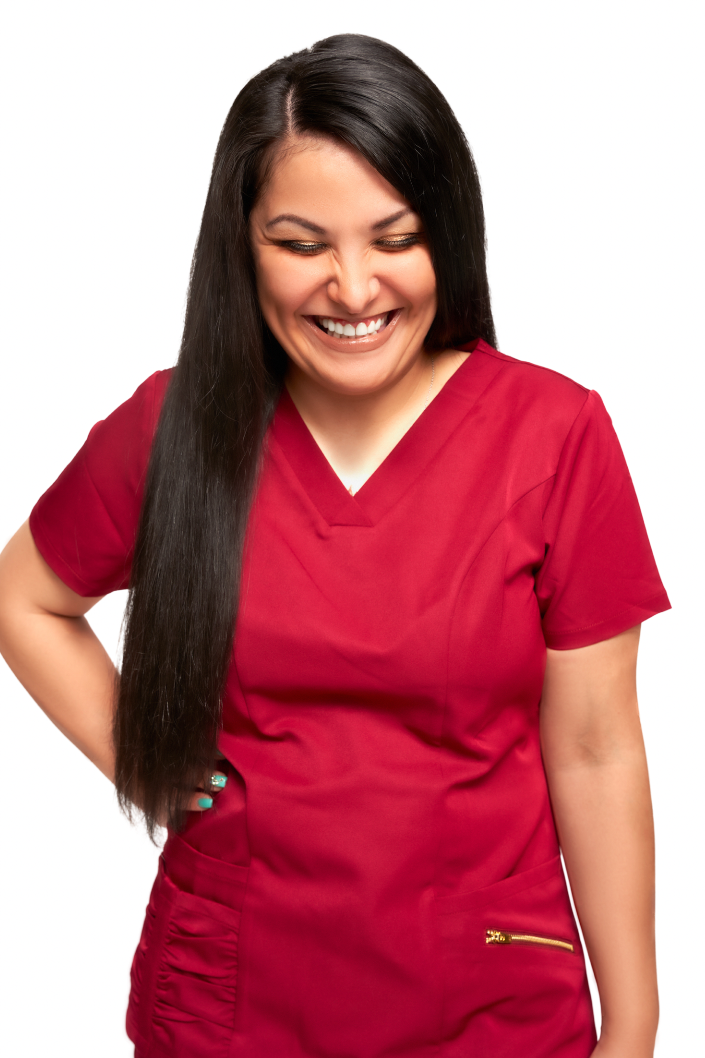 Burgundy Red Scrub Top